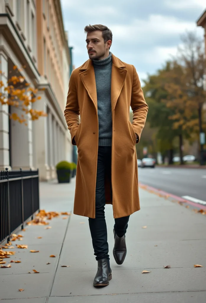 Men's Fall Outfits: Trendy Street Style with a Long Coat