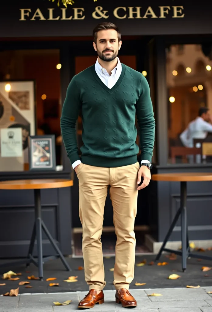Men's Fall Outfits: The Classic Sweater and Chinos Combo